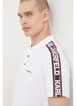 Karl Lagerfeld polo bawełniane kolor biały z nadrukiem ze sklepu ANSWEAR.com w kategorii T-shirty męskie - zdjęcie 170064624
