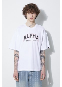 Alpha Industries t-shirt bawełniany College męski kolor biały z nadrukiem 146501 ze sklepu PRM w kategorii T-shirty męskie - zdjęcie 170064992