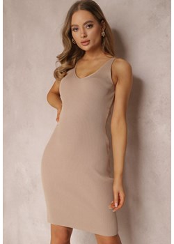 Ciemnobeżowa Sukienka Midises ze sklepu Renee odzież w kategorii Sukienki - zdjęcie 170068452