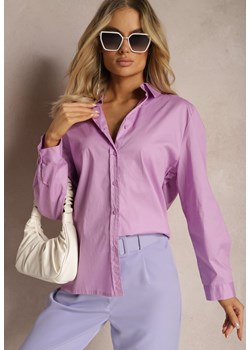 Fioletowa Oversizowa Koszula Bawełniana o Klasycznym Kroju Alattia ze sklepu Renee odzież w kategorii Koszule damskie - zdjęcie 170068454