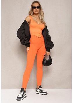 Pomarańczowe Legginsy High Waist Prążkowane Push-Up Sunflowia ze sklepu Renee odzież w kategorii Spodnie damskie - zdjęcie 170068600