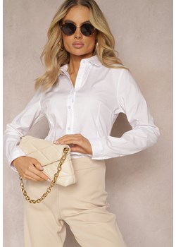Biała Klasyczna Koszula z Gładkiej Bawełny z Długim Rękawem Corisande ze sklepu Renee odzież w kategorii Koszule damskie - zdjęcie 170068724