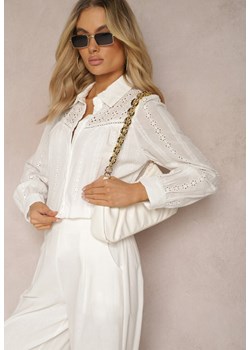 Biała Koszula z Bawełny z Ażurowymi Zdobieniami Namiella ze sklepu Renee odzież w kategorii Koszule damskie - zdjęcie 170068744