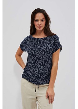 Granatowa bluzka damska z modnym printem ze sklepu 5.10.15 w kategorii Bluzki damskie - zdjęcie 170073174
