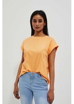 Gładki t-shirt damski pomarańczowy ze sklepu 5.10.15 w kategorii Bluzki damskie - zdjęcie 170073243