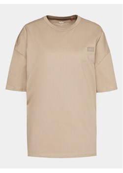 Alpha Industries T-Shirt Essentials 146061 Beżowy Relaxed Fit ze sklepu MODIVO w kategorii Bluzki damskie - zdjęcie 170073654
