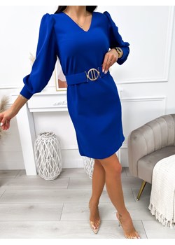 Kobaltowa Klasyczna Sukienka z Paskiem ze sklepu ModnaKiecka.pl w kategorii Sukienki - zdjęcie 170074553