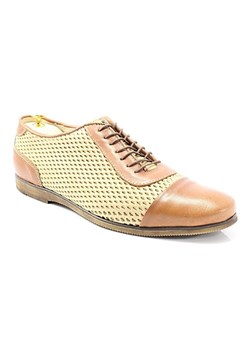 Stylowe buty męskie casual ze skóry - KENT 262R BRĄZOWO - BEŻOWE ze sklepu Tymoteo.pl - sklep obuwniczy w kategorii Półbuty męskie - zdjęcie 170093010