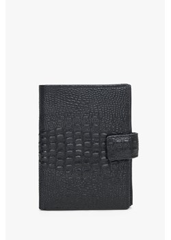 Estro: Czarny funkcjonalny portfel męski ze skóry naturalnej ze sklepu Estro w kategorii Portfele męskie - zdjęcie 170094301