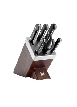 H & M - Gourmet Knife Set With Self-sharpening Block 7 Pcs - Brązowy ze sklepu H&M w kategorii Noże kuchenne - zdjęcie 170103793