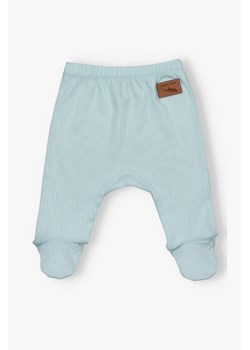 Niebieskie półśpiochy niemowlęce z dzianiny prążkowej ze sklepu 5.10.15 w kategorii Spodnie i półśpiochy - zdjęcie 170111543