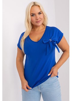 Bluzka plus size z kokardą kobaltowy ze sklepu 5.10.15 w kategorii Bluzki damskie - zdjęcie 170111700