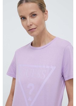 Guess t-shirt bawełniany ADELE kolor fioletowy V2YI07 K8HM0 ze sklepu ANSWEAR.com w kategorii Bluzki damskie - zdjęcie 170116554