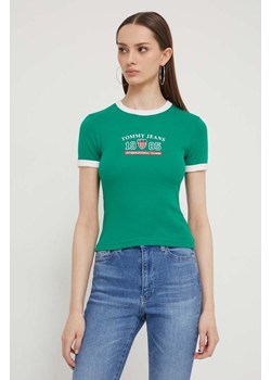 Tommy Jeans t-shirt Archive Games damski kolor zielony ze sklepu ANSWEAR.com w kategorii Bluzki damskie - zdjęcie 170116772
