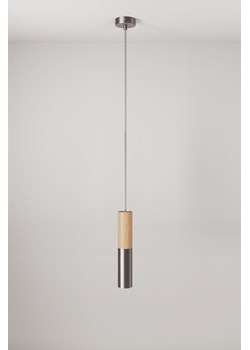H & M - Drewniana I Metalowa Lampa Wisząca Z Reflektorkiem - Szary ze sklepu H&M w kategorii Lampy wiszące - zdjęcie 170117352