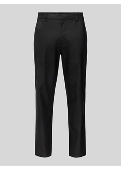 Spodnie lniane o kroju tapered fit z detalem z logo ze sklepu Peek&Cloppenburg  w kategorii Spodnie męskie - zdjęcie 170117594