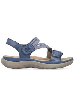 Komfortowe sandały damskie na rzepy niebieskie Rieker 64870-14 ze sklepu ButyModne.pl w kategorii Sandały damskie - zdjęcie 170117854