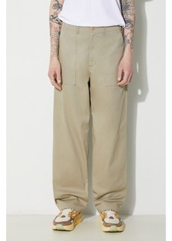 Universal Works spodnie bawełniane Fatigue Pant kolor beżowy proste 132.STONE ze sklepu PRM w kategorii Spodnie męskie - zdjęcie 170121553