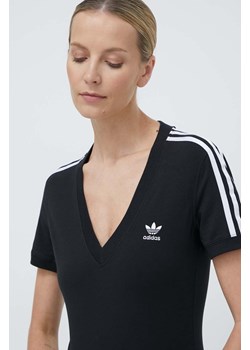 adidas Originals t-shirt 3-Stripes V-Neck Tee damski kolor czarny IU2416 ze sklepu PRM w kategorii Bluzki damskie - zdjęcie 170121593