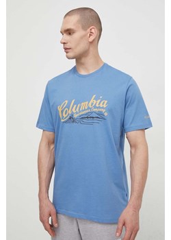 Columbia t-shirt bawełniany Rockaway River kolor niebieski wzorzysty 2022181 ze sklepu ANSWEAR.com w kategorii T-shirty męskie - zdjęcie 170121814