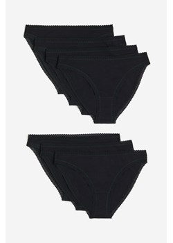 H & M - Figi bikini z bawełnianego dżerseju 7-pak - Czarny ze sklepu H&M w kategorii Majtki damskie - zdjęcie 170123024