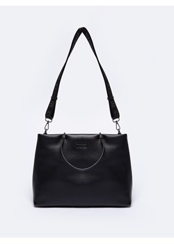 Torba damska klasyczna czarna z dodatkowym logowanym paskiem NN574149 906 ze sklepu Big Star w kategorii Torby Shopper bag - zdjęcie 170124090
