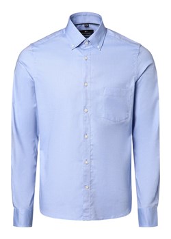 Nils Sundström Koszula męska Mężczyźni Slim Fit Bawełna niebieski jednolity ze sklepu vangraaf w kategorii Koszule męskie - zdjęcie 170125584