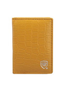 Mały skórzany portfel na karty kredytowe RFID (Żółty, Croco) ze sklepu Koruma ID Protection w kategorii Portfele męskie - zdjęcie 170126394
