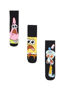 Cropp - 3 pack skarpet SpongeBob Squarepants - czarny ze sklepu Cropp w kategorii Skarpetki męskie - zdjęcie 170127450