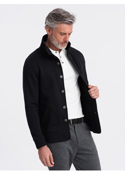 Męska bluza zapinana na guziki ze stójką casual - czarna V6 OM-SSZP-0171 ze sklepu ombre w kategorii Bluzy męskie - zdjęcie 170128371