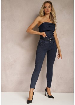 Granatowe Jeansy z Talią Paper Bag Loreleisa ze sklepu Renee odzież w kategorii Spodnie damskie - zdjęcie 170131210