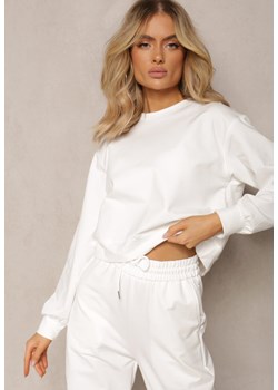 Biała Oversize Bluza z Bawełny o Krótkim Fasonie Sibolla ze sklepu Renee odzież w kategorii Bluzy damskie - zdjęcie 170131450