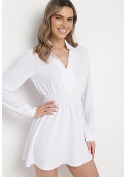 Biała Sukienka Mini Rozkloszowana z Kołnierzykiem Sikelia ze sklepu Born2be Odzież w kategorii Sukienki - zdjęcie 170131714