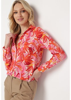 Różowa Klasyczna Koszula we Florystyczny Wzór z Guzikami Cairissa ze sklepu Born2be Odzież w kategorii Koszule damskie - zdjęcie 170132104