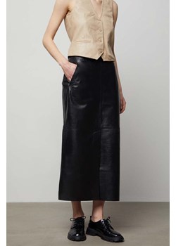 Answear Lab spódnica skórzana kolor czarny midi prosta ze sklepu ANSWEAR.com w kategorii Spódnice - zdjęcie 170134740