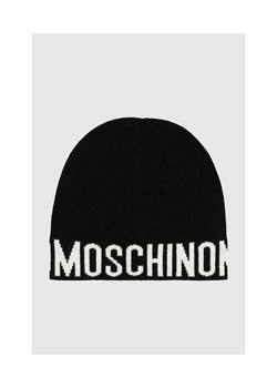 MOSCHINO Czarna czapka damska z białym logo ze sklepu outfit.pl w kategorii Czapki zimowe damskie - zdjęcie 170134861