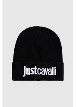 JUST CAVALLI Czarna czapka z białym logo ze sklepu outfit.pl w kategorii Czapki zimowe damskie - zdjęcie 170134920