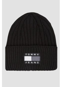 TOMMY JEANS Czarna czapka  bawełniana ze sklepu outfit.pl w kategorii Czapki zimowe męskie - zdjęcie 170134943