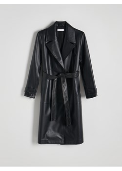 Reserved - Płaszcz z imitacji skóry - czarny ze sklepu Reserved w kategorii Płaszcze damskie - zdjęcie 170135343