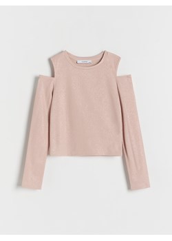 Reserved - Błyszcząca bluzka z wycięciami - beżowy ze sklepu Reserved w kategorii Bluzki dziewczęce - zdjęcie 170135390