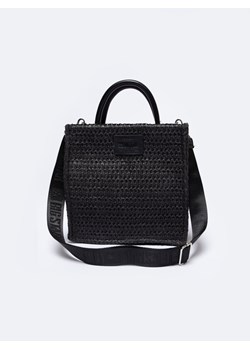 Torebka damska pleciona czarna z logowanym paskiem NN574114 906 ze sklepu Big Star w kategorii Torby Shopper bag - zdjęcie 170137291
