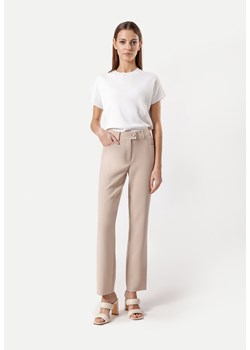 Beżowe spodnie z prostą nogawką ze sklepu Molton w kategorii Spodnie damskie - zdjęcie 170137842