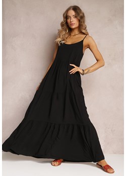 Czarna Sukienka Maxi z Wiskozy na Ramiączkach Avaja ze sklepu Renee odzież w kategorii Sukienki - zdjęcie 170140244
