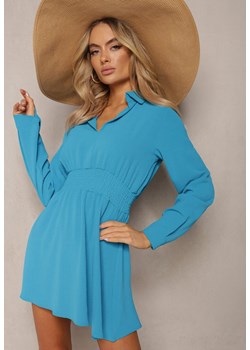 Niebieska Rozkloszowana Sukienka z Kołnierzykiem Mini Avilsnne ze sklepu Renee odzież w kategorii Sukienki - zdjęcie 170140361