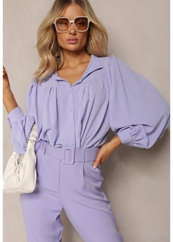 Fioletowa Koszula ze Stójką Inspirowana Stylem Retro Bubiana ze sklepu Renee odzież w kategorii Koszule damskie - zdjęcie 170140421