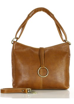 Klasyczna torba skórzana na ramię premium leather - MARCO MAZZINI brąz camel ze sklepu Verostilo w kategorii Listonoszki - zdjęcie 170142200