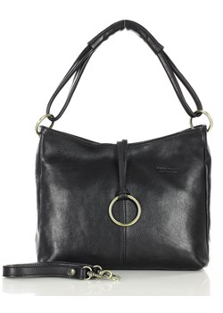Klasyczna torba skórzana na ramię premium leather - MARCO MAZZINI czarna ze sklepu Verostilo w kategorii Listonoszki - zdjęcie 170142220