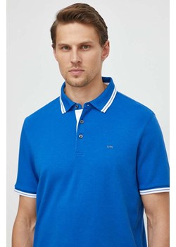 Michael Kors polo bawełniane kolor niebieski gładki ze sklepu ANSWEAR.com w kategorii T-shirty męskie - zdjęcie 170143561