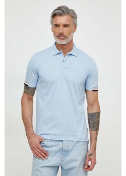 BOSS polo bawełniane kolor niebieski gładki 50467113 ze sklepu ANSWEAR.com w kategorii T-shirty męskie - zdjęcie 170143581