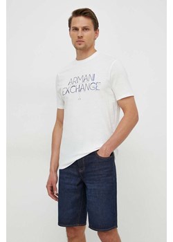 Armani Exchange t-shirt bawełniany męski kolor beżowy z nadrukiem 3DZTJF ZJH4Z ze sklepu ANSWEAR.com w kategorii T-shirty męskie - zdjęcie 170144124